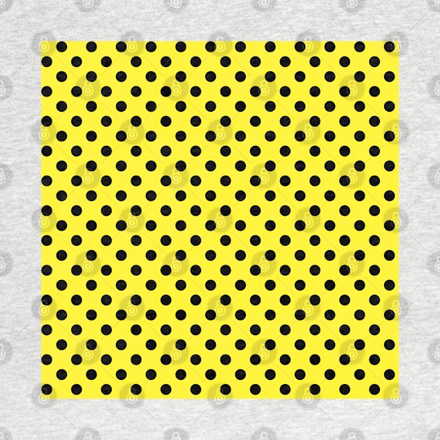 Black Polka Dots Pattern on Yellow Background by DesignWood Atelier